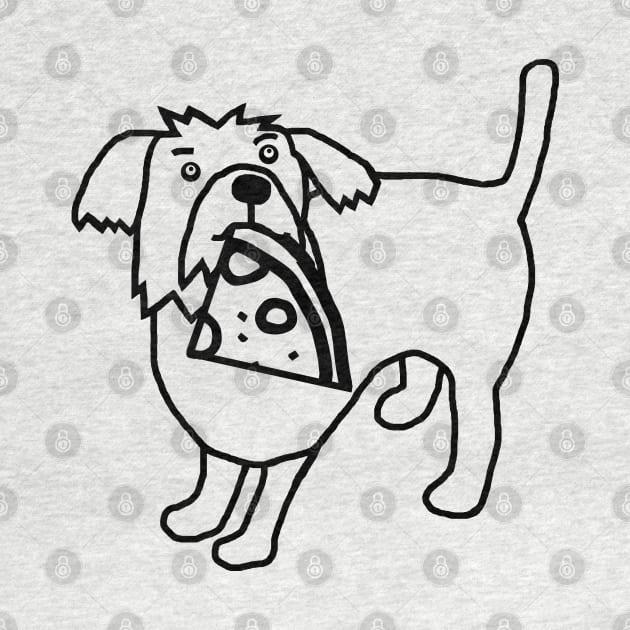 Cute Dog and Funny Pizza Slice Outline by ellenhenryart